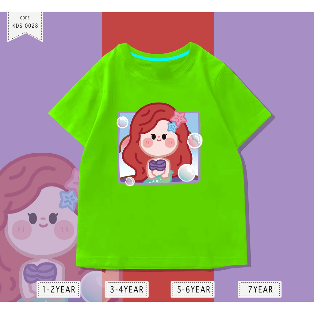 Baju Anak-Anak / Kaos Distro DTF Anak Perempuan Ariel / Unisex / Motif Princess / TERMURAH