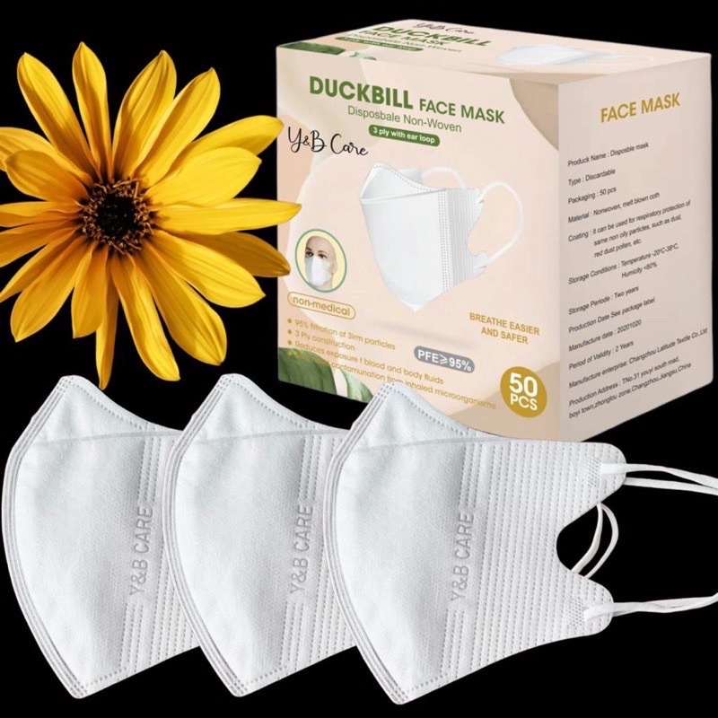 Masker Duckbill Y&B Facemask BOX isi 50pcs/ Masker Duckbill YnB