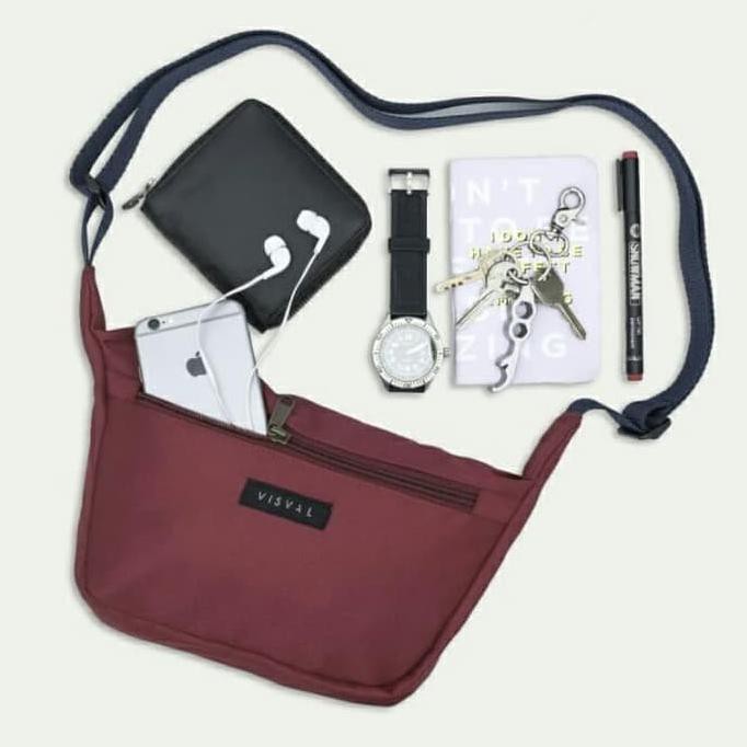 PRODUK LARIS TAS SELEMPANG COWOK TERBARU■ VISVAL SLING BAG WALKER MAROON EKONOMIS