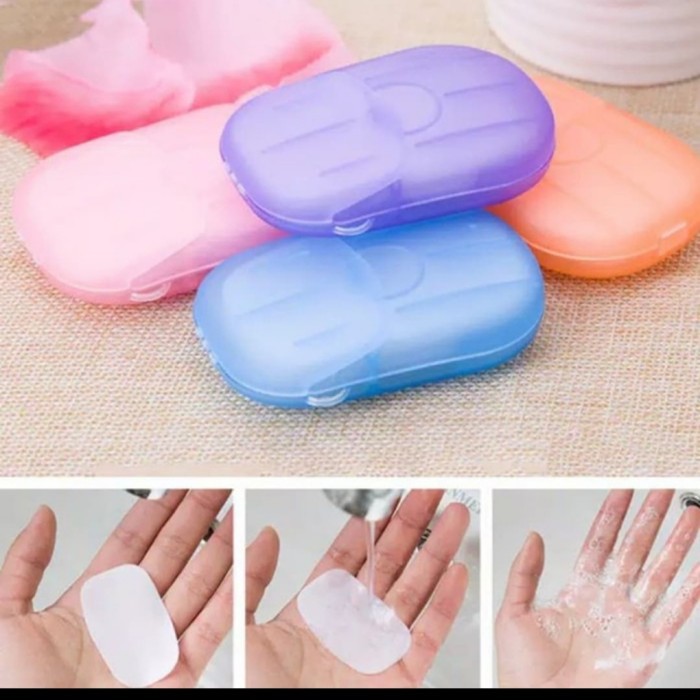 sabun kertas cuci tangan praktis Travelling paper hand soap alat kebersihan bakteri virus healthy on