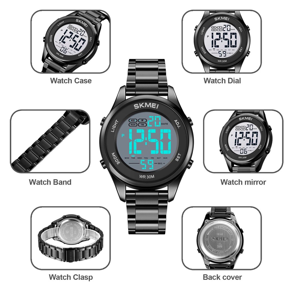 SKMEI 1849 Jam Tangan Pria Wanita Digital Sport Watch Tali Stainless Steel WATCHKITE WKOS