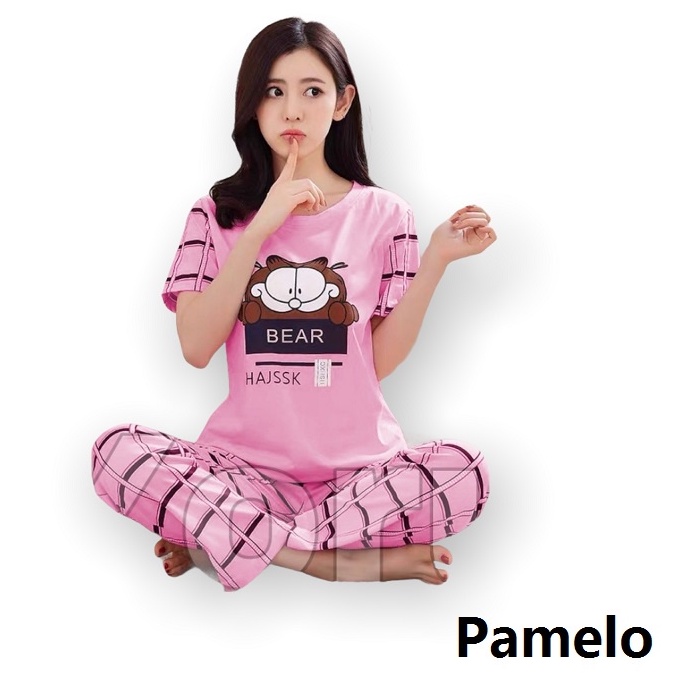 Pamelo Piyama Cp Setelan Kaos Katun Baju Tidur Wanita Cp Baby Doll Supplier Sleep Wear Murah