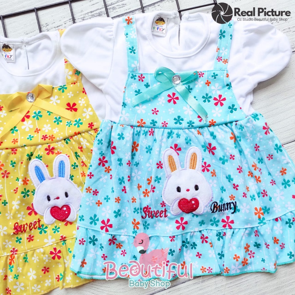 Baby.ou - Dress Bayi Perempuan Motif Bunga Bunny / Rok Baju Bayi Perempuan  Merk Rifky / Baju Bayi Perempuan