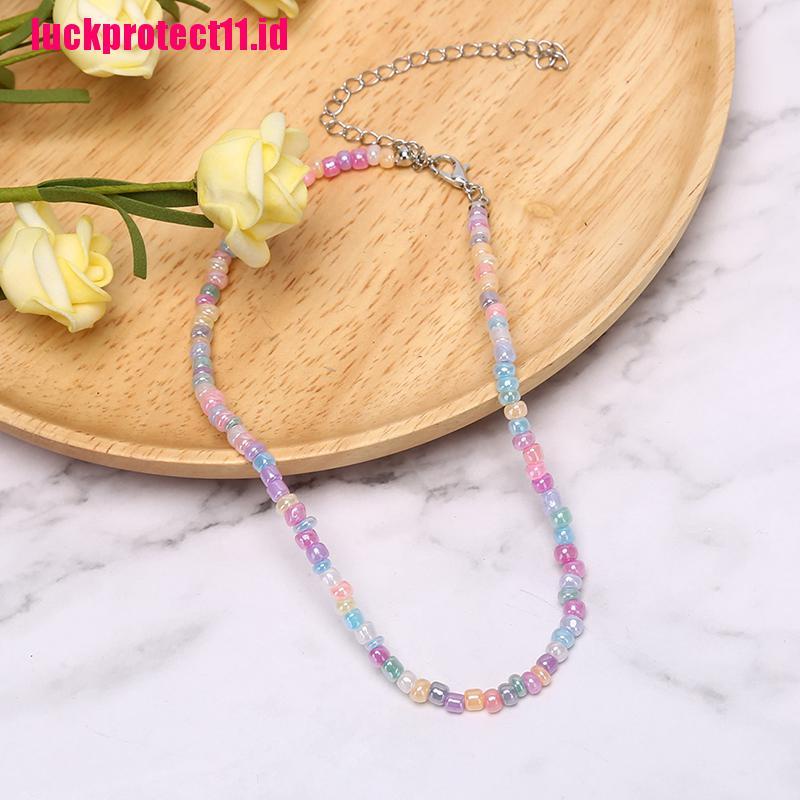 Kalung Choker Rantai Manik-Manik Warna-Warni Gaya Boho Untuk Wanita