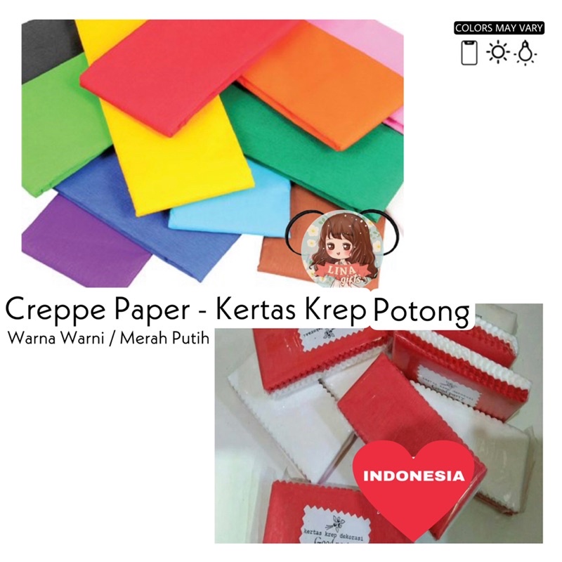 ( Ecer ) KERTAS KREP MERAH PUTIH POTONG JAHIT - CREPE PAPER DEKORASI PARTY HIASAN SEPEDA 17 AGUSTUS DIRGAHAYU HUT RI