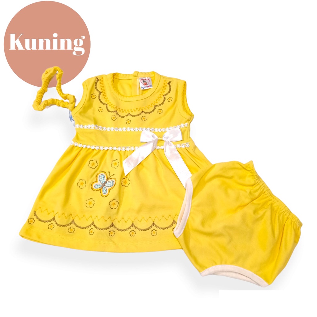 dress bayi perempuan bonus bando pita usia 0-24 bulan/pakaian bayi perempuan/dress bayi