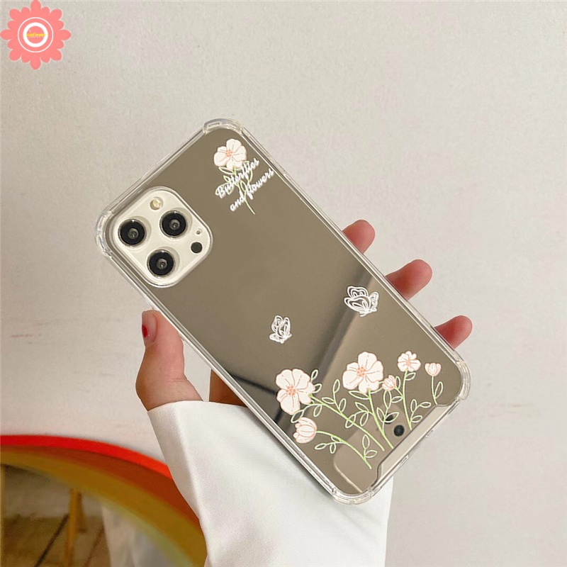 Soft Case Tpu Motif Bunga Dengan Cermin Untuk IPhone 7 8 Plus 13 12 11 Pro MAX XR X XS MAX SE 2020