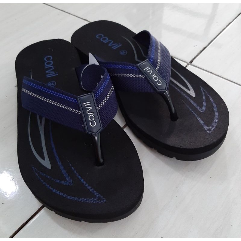 CARVIL FELTON BLACK NAVY/ sandal carvil pria dewasa/sandal terbaru/sandal jepit/sandal keren/size 38-43