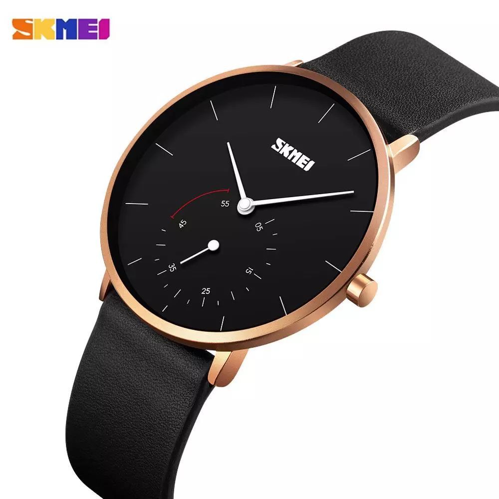 SKMEI 9213 Jam Tangan Pria Wanita Analog Chronograph Tali Kulit WATCHKITE MGOS