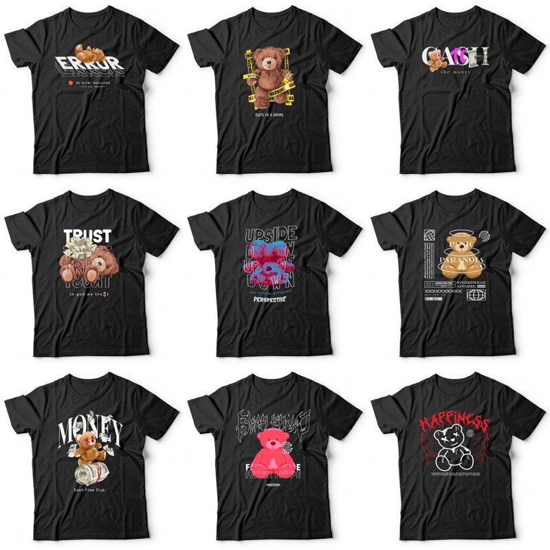 Kaos Teddy Bear VOL 2 | Kaos Bear | Kaos santai | Kaos Pria | Kaos Unisex | Kaos Simpel