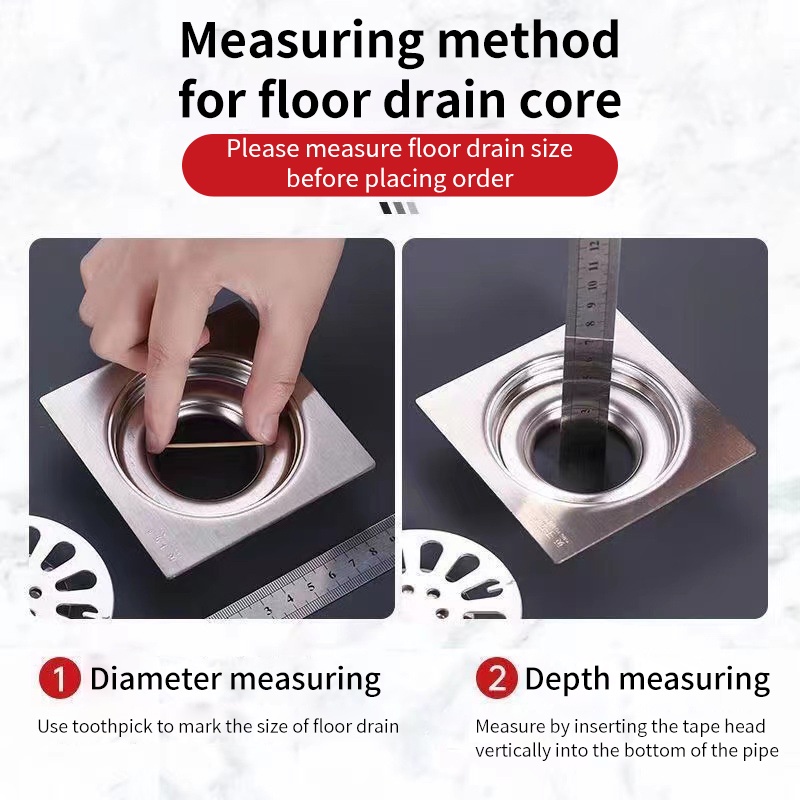 ღ Stainless Steel Floor Drain Filter Mesh Wastafel Dapur Saringan Lantai Shower Drain Stopper Anti-Blocking Sewer Drain Outlet saringan Kamar Mandi Aksesori