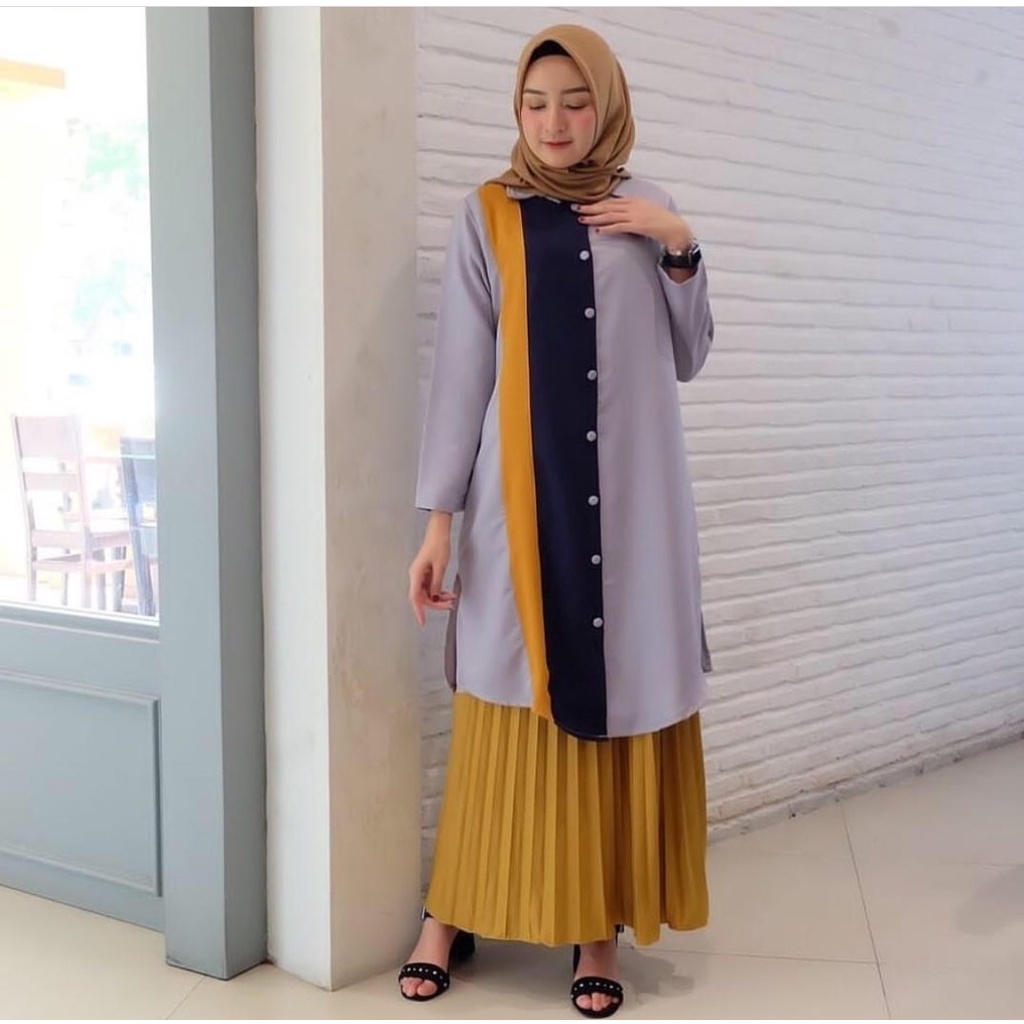 *[MCFK] Tunik Kombinasi Wanita / Tunik Gamis / Tunik Wanita Hijab / Tunik Ootd