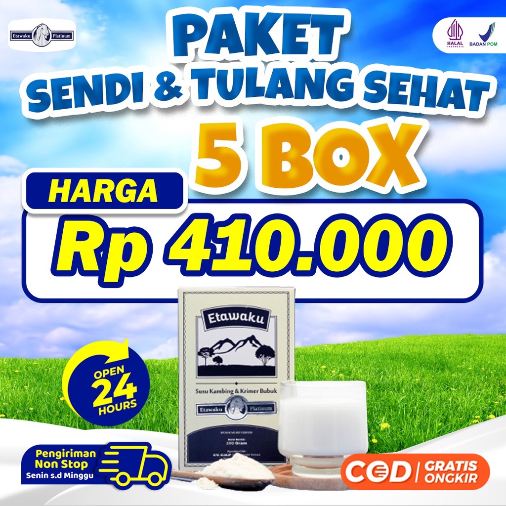 Etawaku Platinum Paket Promo 5 Box - Susu Kambing Etawa Asli Original Provit &amp; Krimer Bubuk Solusi Atasi Masalah Pernapasan / Asma / Kolesterol Tinggi Manfaat Susu Kambing Etawa 20 Manfaat Susu Kambing Etawa