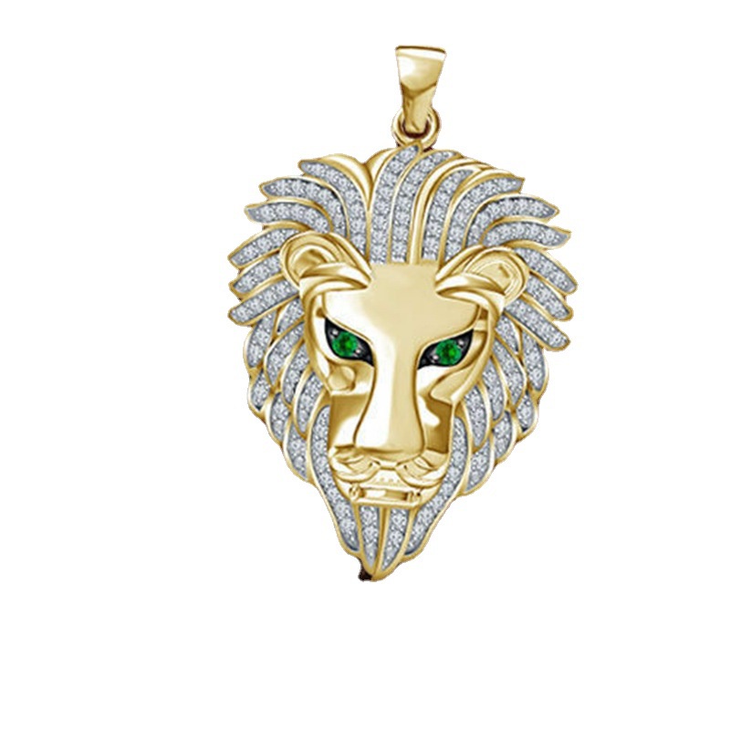 Kalung Liontin Kepala Singa Bahan Stainless Steel Gaya Hip Hop Untuk Pria