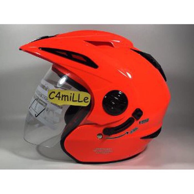 Helm RN Double Visor Orange Stabilo 2 Kaca Asli Original