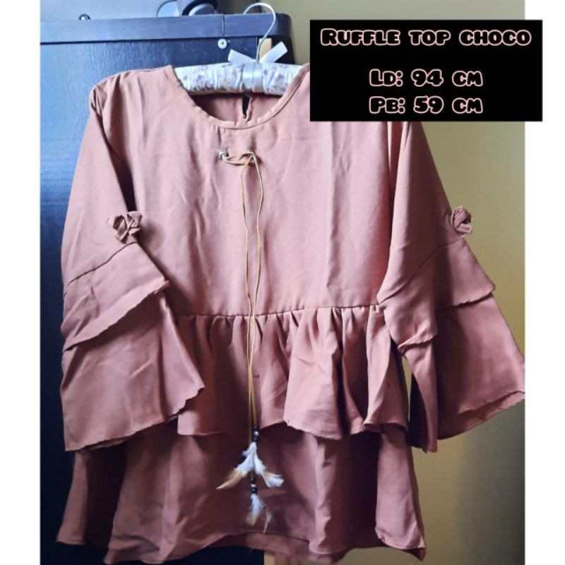 Ruffle top choco (Atasan ruffle / gelombang coklat)