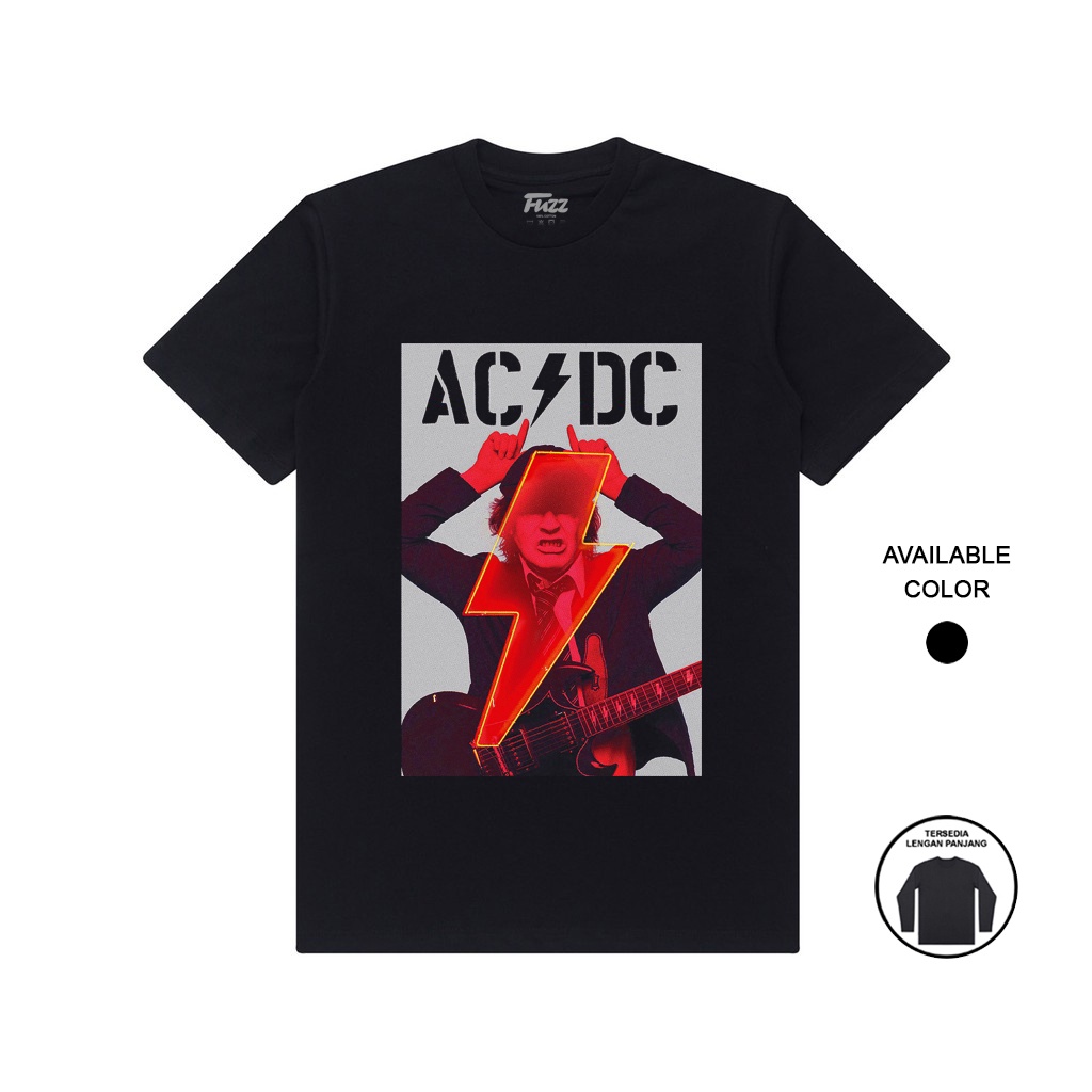 KAOS BAND ACDC - ANGUS YOUNG T SHIRT MUSIK ROCK N ROLL PRIA WANITA ORIGINAL