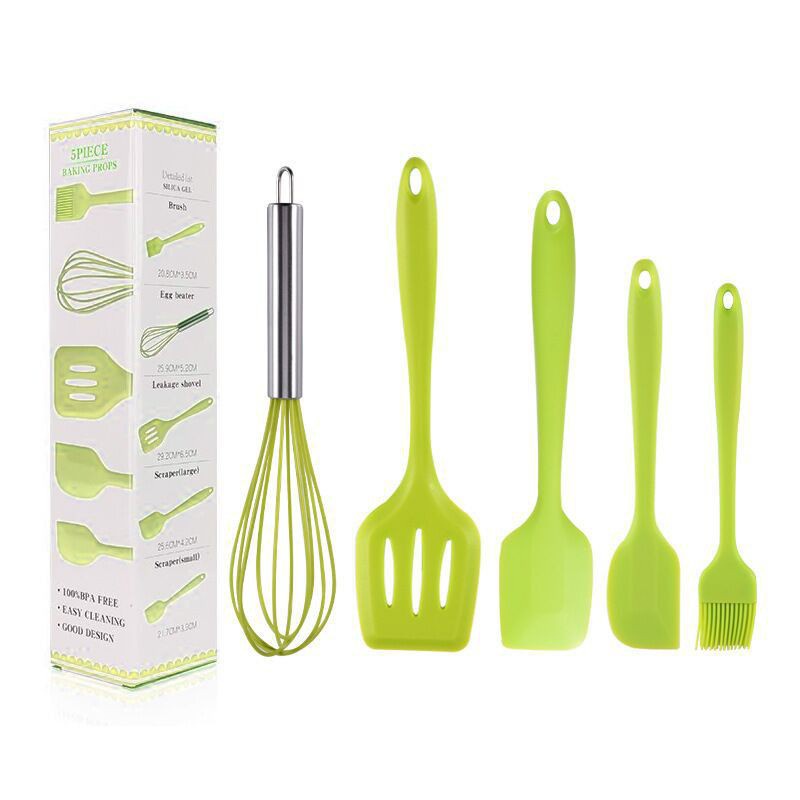 Peralatan Masak 5in1 Silikon Kitchen Utensil Spatula Sutil Sodet Baking Props Cooking Set 5pcs