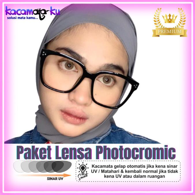 Kacamata Photocromic Korea Kaca Mata Anti Radiasi Minus Plus Wanita