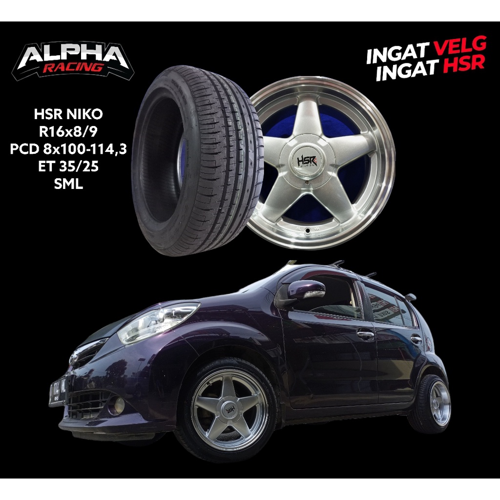 Paketan Velg Dan Ban Mobil HSR NIKO Ring16 Swift Sirion Jazz Brio Yaris Vios Avanza Dll