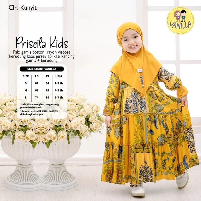 PRISCILA KIDS / GAMIS SYARI ANAK/ GAMIS ANAK VANILLA