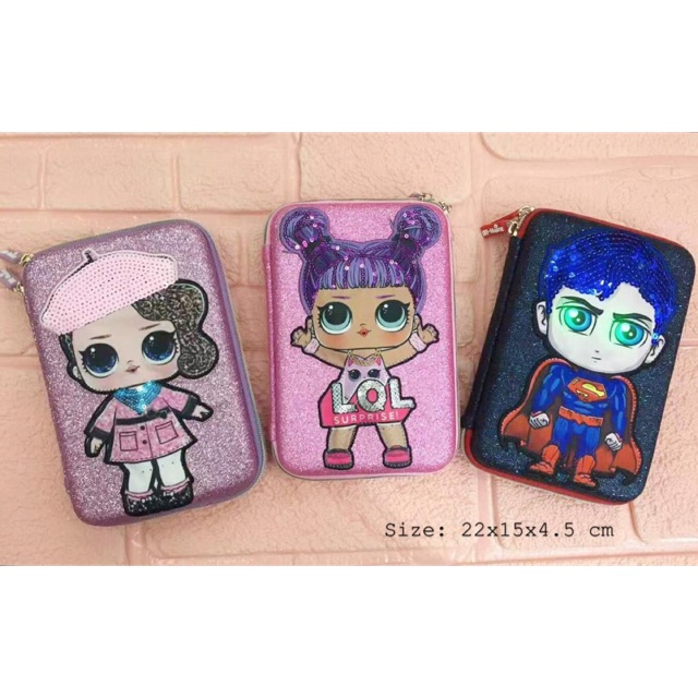 

imoet.boutique - SALE Tempat pensil hardtop LED lampu nyala LOL superman glitter