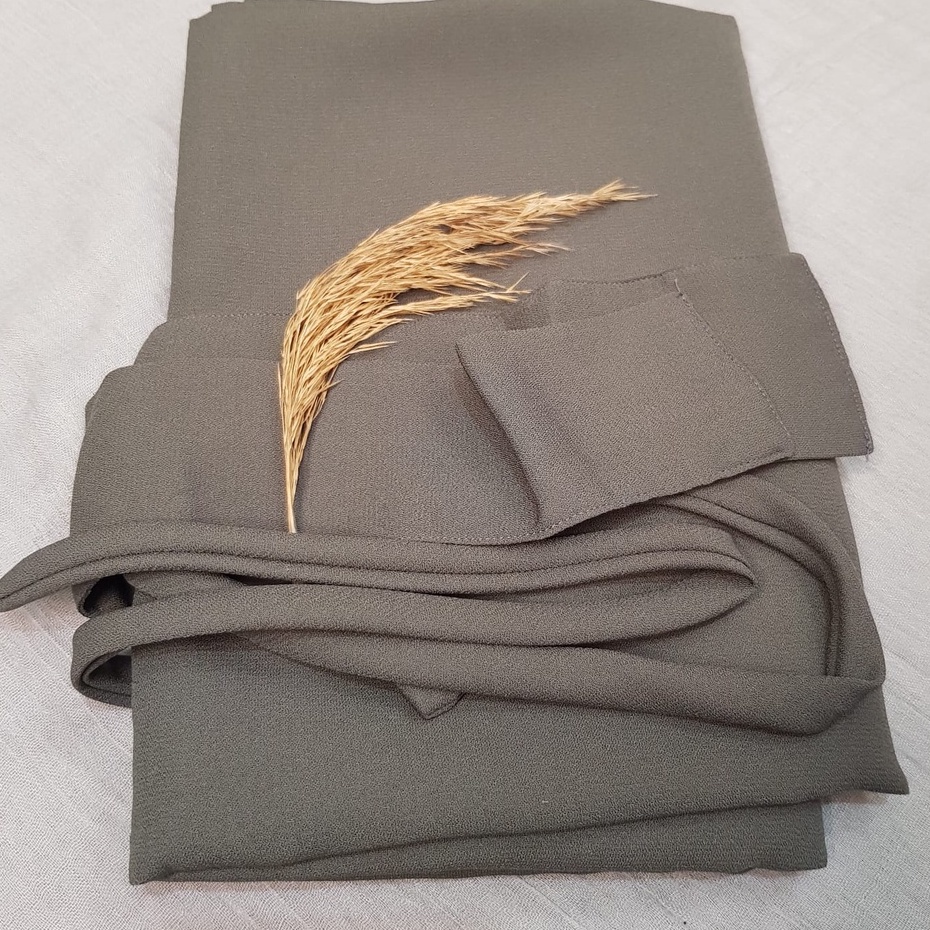 FRENCH KHIMAR KHADIJAH  ONE SIZE XXL WOLLYCREPE KUALITAS PREMIUM-Abu tanah