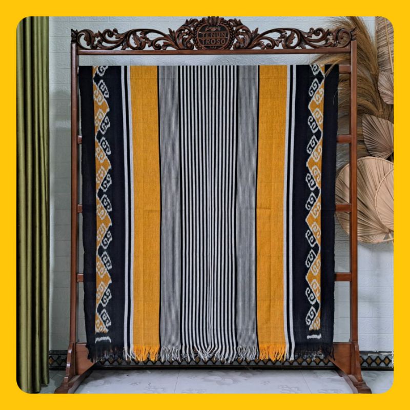 Kain Tenun Terbaru Batik Tenun Meteran Kain blangket Troso Jepara tenun warna abu hitam kuning kunyi