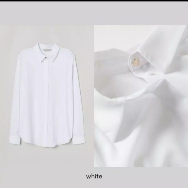 kemeja wanita H&M putih - atasan branded casual/formal - kemeja