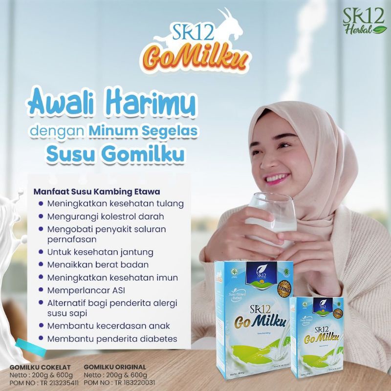 

SUSU GOMILKU SR12 SUSU KAMBING ETAWA 600 GR/HALAL BPOM/ORIGINAL