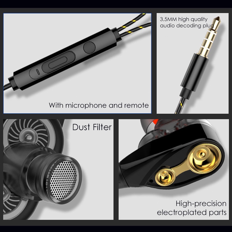 Headset Bass Earphone 3.5mm Jack Hedset Gaming Megabass With Mic Handset