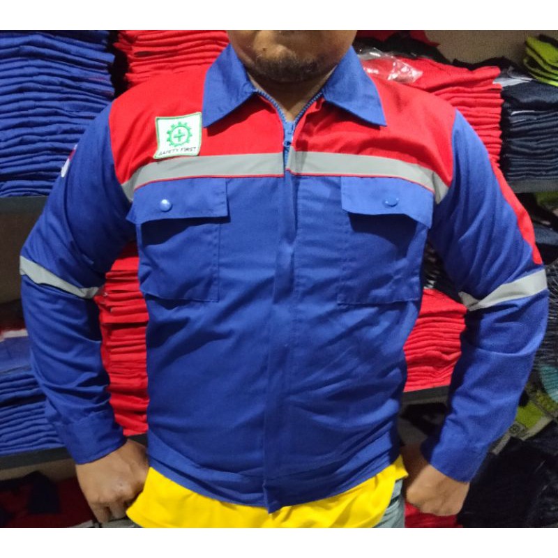 WEARPACK SAFETY / KEMEJA SAFETY / BAJU SAFETY LENGAN PANJANG / BAJU PROYEK KEREN / BAJU KERJA PRIA PROYEK / BAJU KERJA PIRA LAPANGAN / BAJU MEKANIK / BAJU WEARPACK / WERFAK PRIA KERJA / BAJU WEARPACK KERJA PROYEK / BAJU TAMBANG / BENHUR MERAH