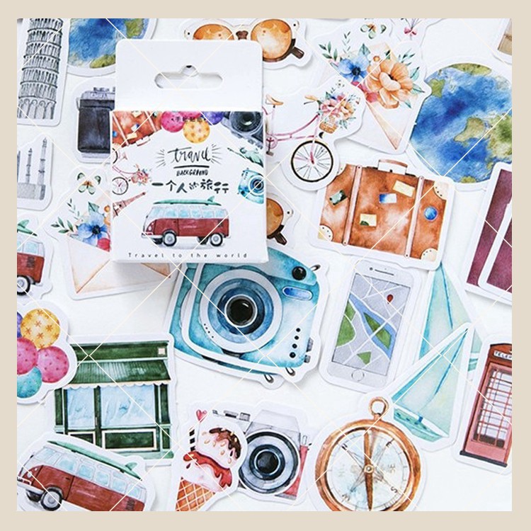 

45Pcs Stiker Desain Lucu untuk Scrapbook / Jurnal / Diary - BulletJournal Sticker Travelling