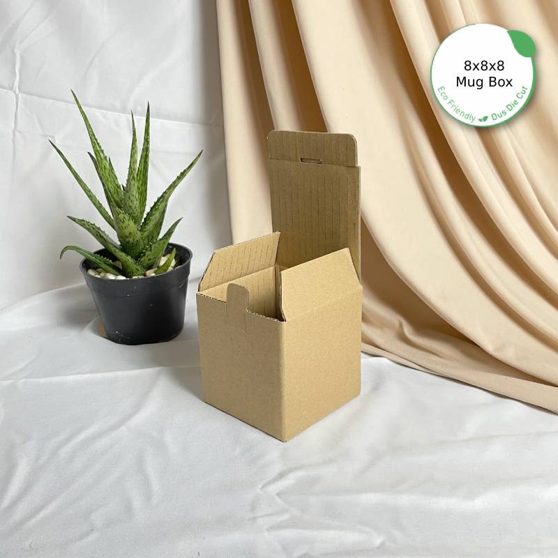 

Ready Dus Packing 8x8x8 Die Cut Mug Box - Karton Box Kardus Eco-Friendly Lilin Gelas Cangkir