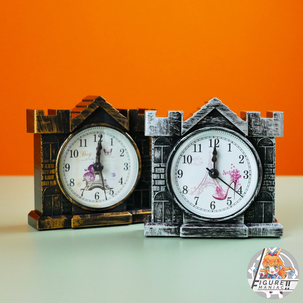 Figure Maniac - Jam Meja Kastil Castle Eiffel Plastik Dengan Alarm Souvenir Jam Alarm