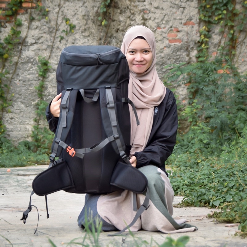 Tas Ransel Carrier Gunung Outdoor Hiking 45 Liter Pria dan Wanita Free Rain Cover - Irco Booyah Hitam