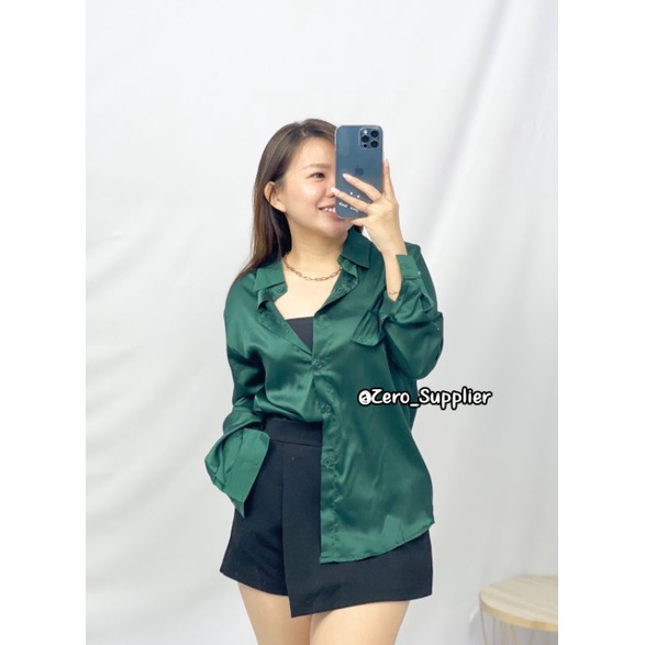 Zero~ 2520 Adella Silk Satin Plain Shirt//Atasan Kemeja &Blouse Wanita//Fashion Import-6