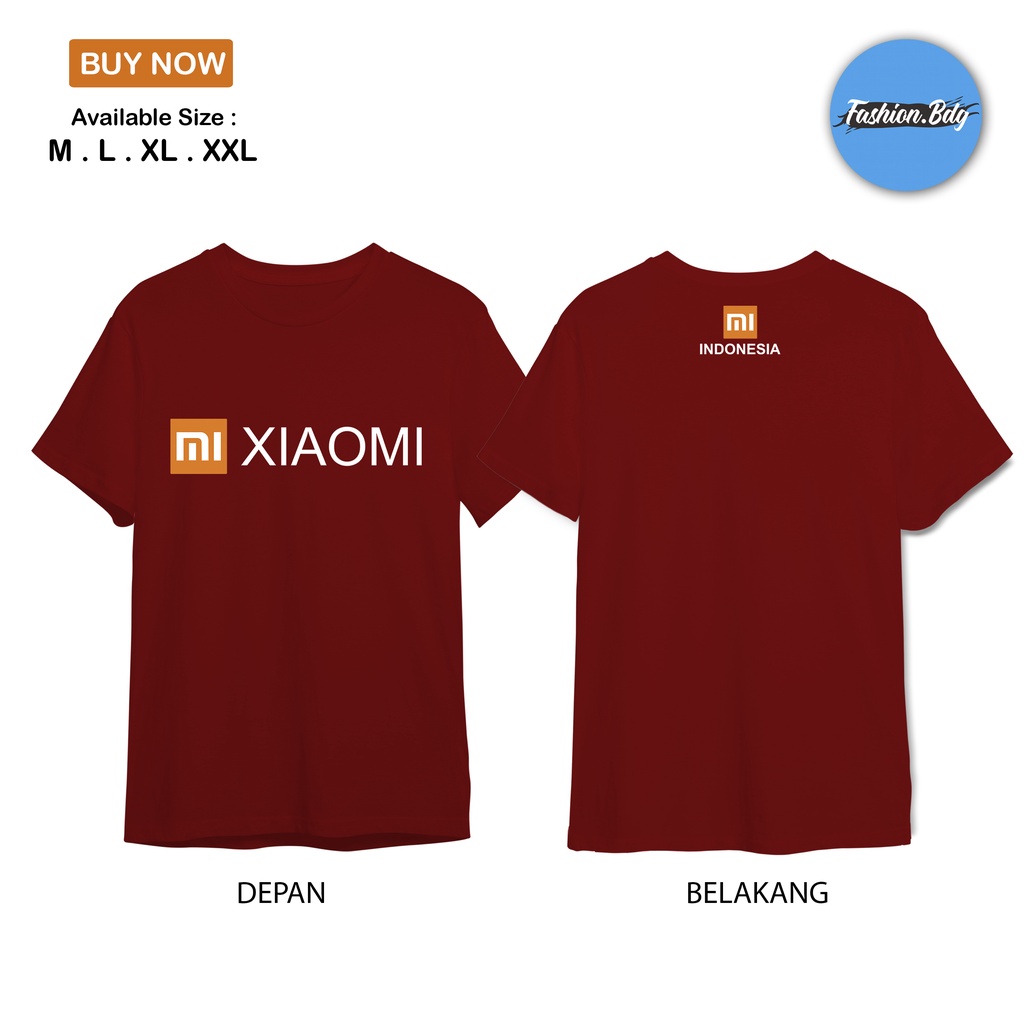 BAJU KAOS PRIA XIAOMI LOGO GADGET HANDPHONE TERLARIS KATUN COMBED 30S