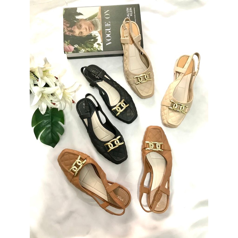 Sandal Sepatu Let Motif Rantai Import Mokaya 9019-16