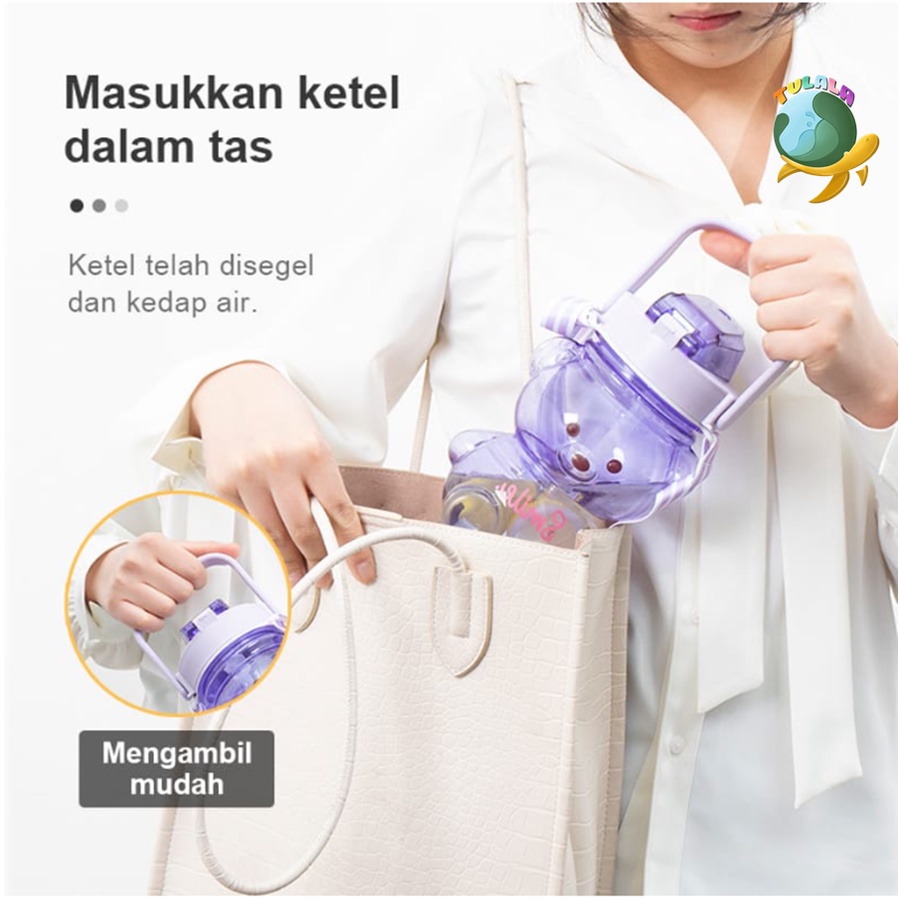 [TULALA SHOP]Botol Minum Viral Gradasi 1.1 Liter/Botol Bening Viral Free Stiker 2D/Botol Minum Beruang Gradasi Gemoy