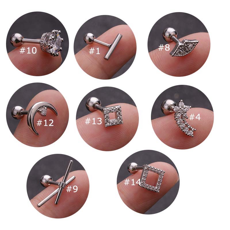 1piece 16G Stainless Steel Bar Upper Lobe Helix Pinna Piercing 6mm Length Ear Tragus