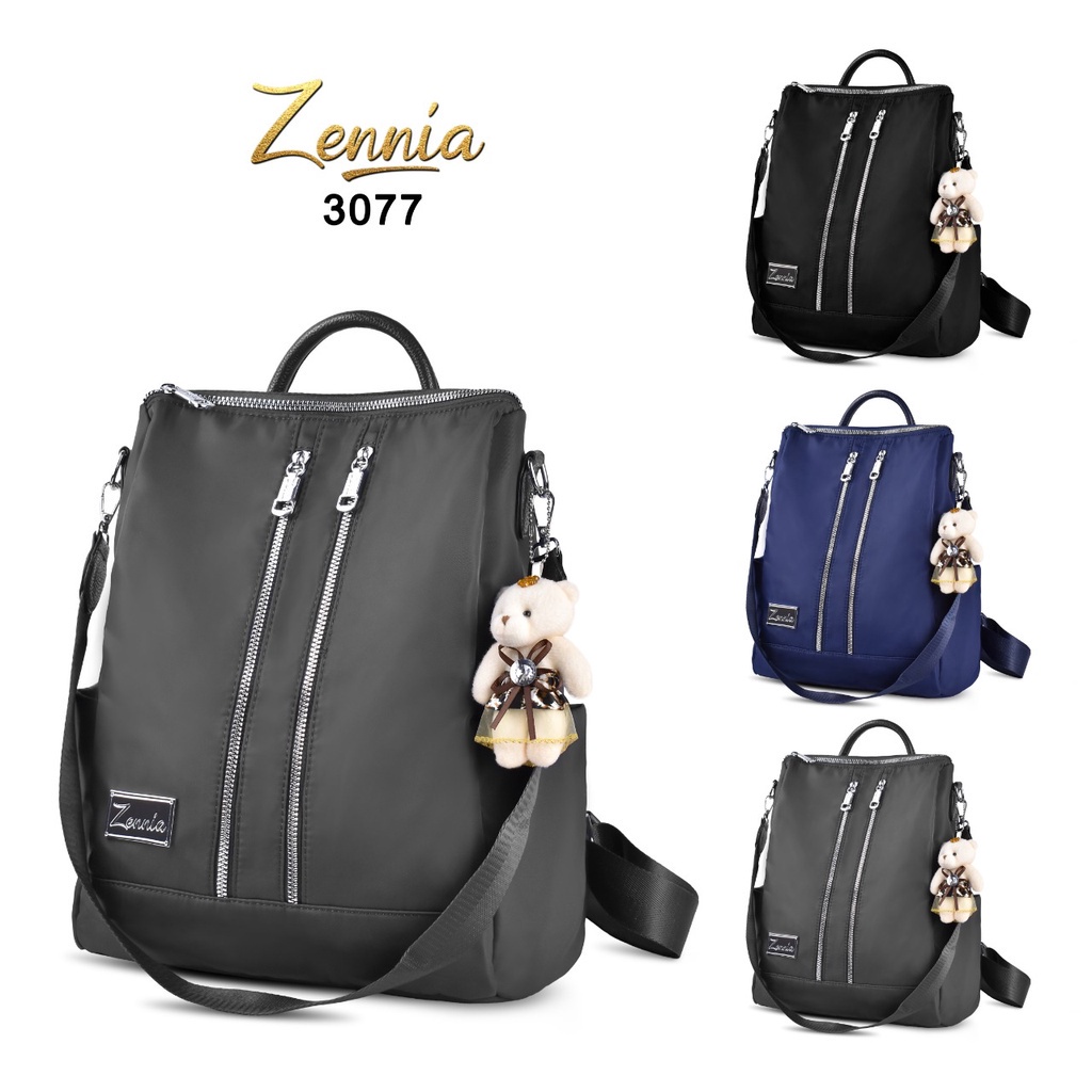 (TSI) Tas Wanita Zennia 3077 Tas Ransel Korea Tas Wanita Punggung Import Kantor Kerja Sekolah Kuliah Outdoor Trendy Fashion Style Travel Casual Backpack Serut Anak Remaja Perempuan Selempang Cewek Bag