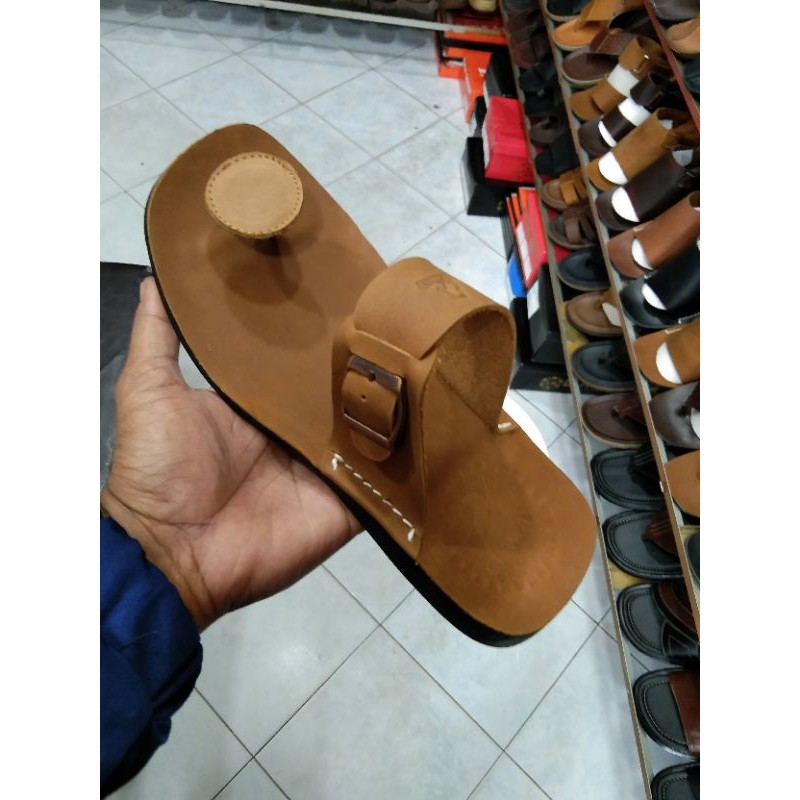 sandal jepit jamur kulit asli berkualitas tinggi