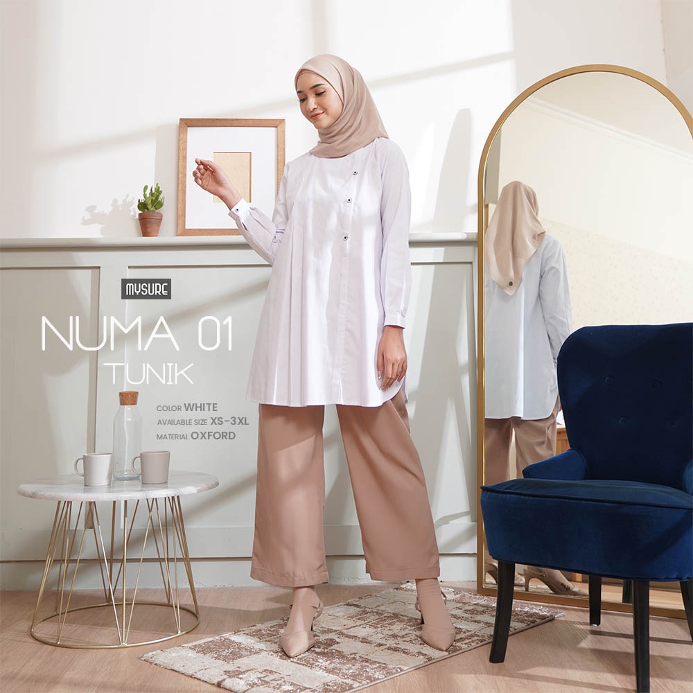 [BISA COD] MYSURE TUNIK PUTIH / NUMA TUNIK MYSURE / KEMEJA PUTIH ATASAN KERJA PUTIH / TUNIK PUTIH JU