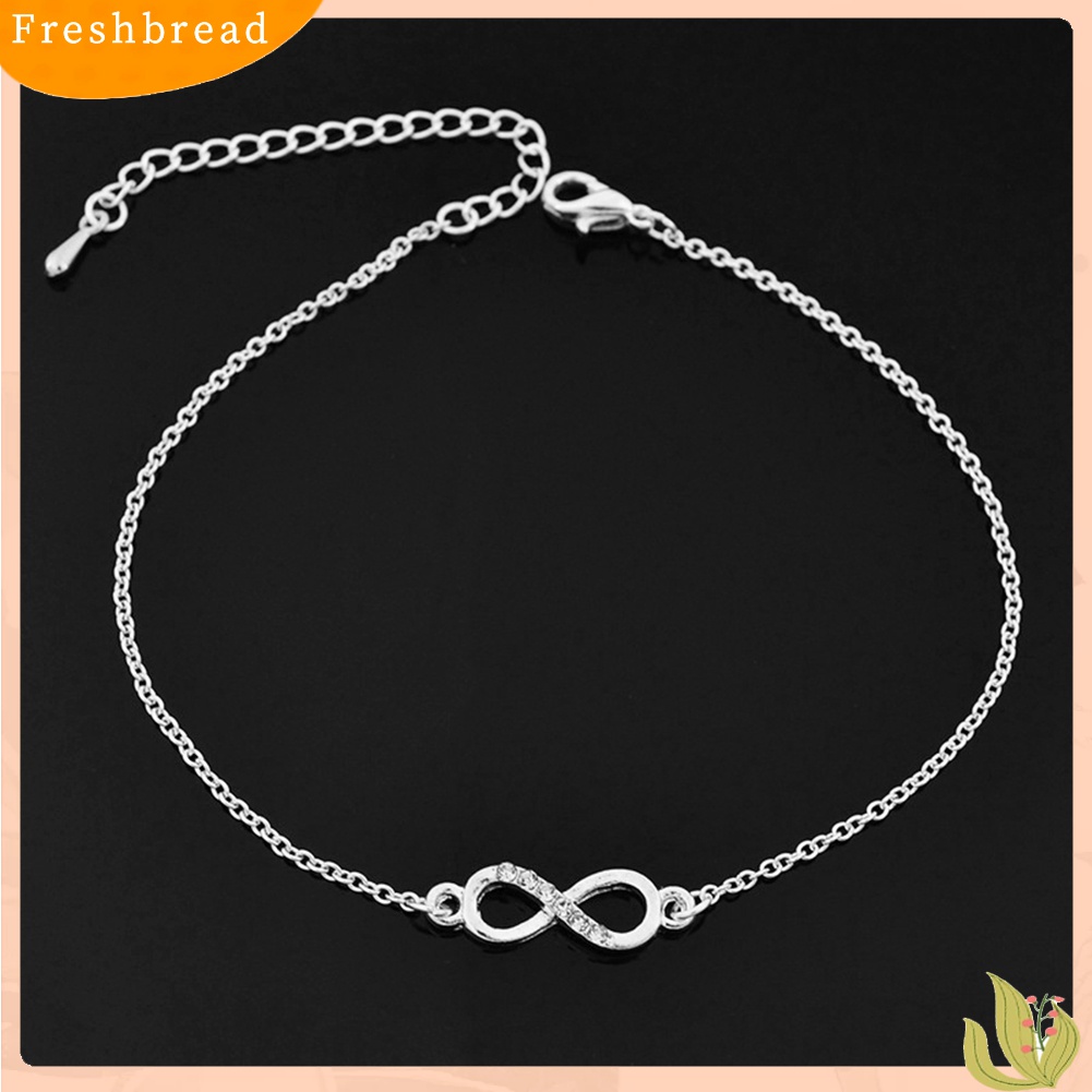 [Fresh] Perhiasan Gelang Rantai Tipis Simple Liontin Infinity Hias Berlian Imitasi untuk Wanita