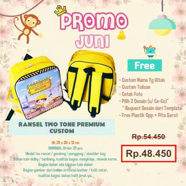 

MarMon promo free desain+plastik pita ransel two tone ulang tahun