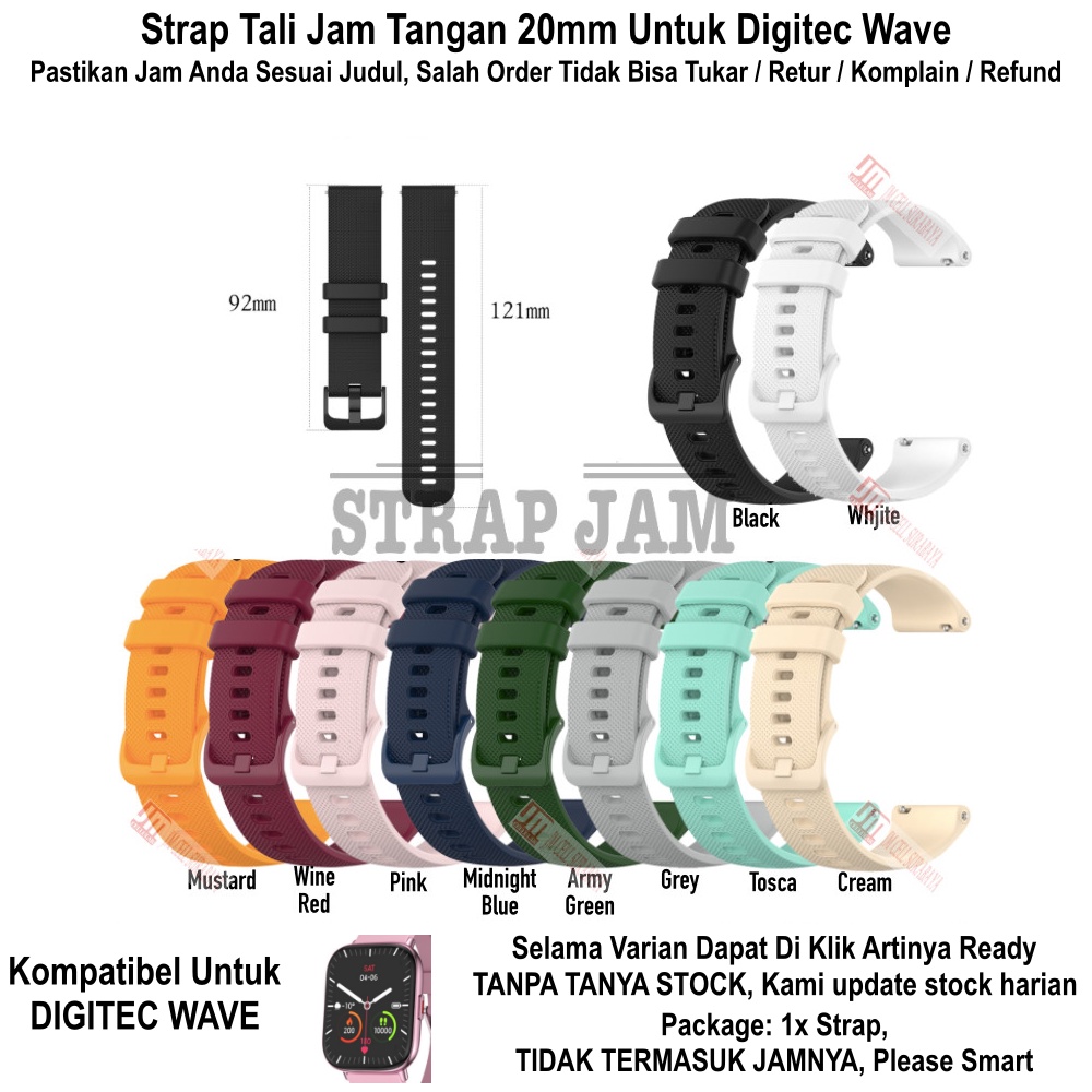 OYE Tali Jam Digitec Wave - Strap 20mm Silikon Lentur Nyaman Dipakai