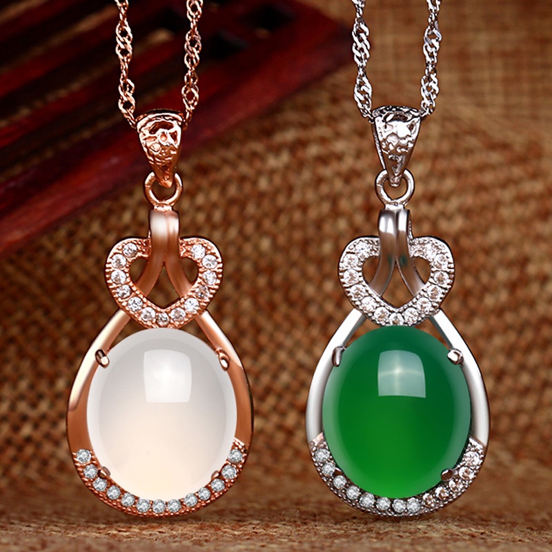 [Ready Stock]Fashion Personality Mosaic Jade Pendant Necklace