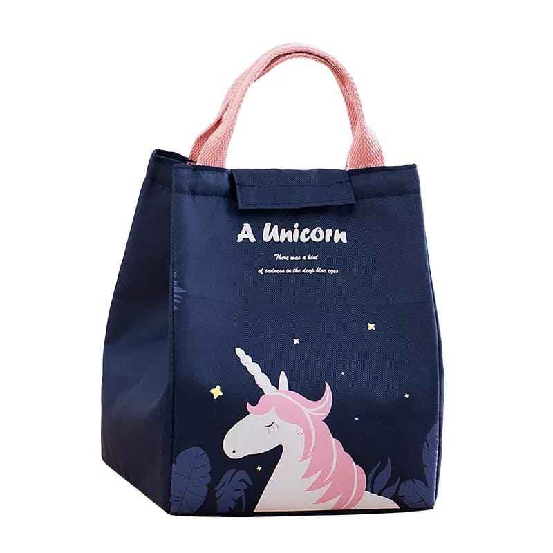 Tas Bekal Motif Unicorn Lucu Goodie Bag Tas Kotak Nasi Lunch Bag Cooler Lunch Box Tali Serut Besar