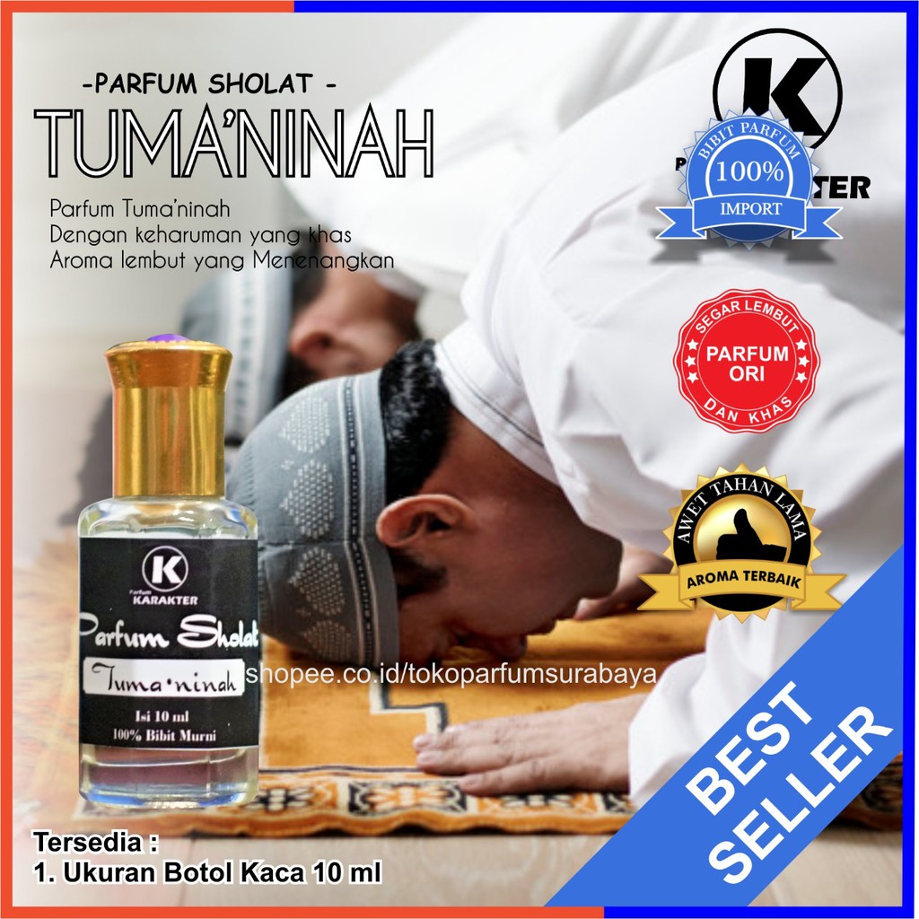 Parfum Sholat Aroma Tumaninah |  Komposisi Murni Bibit Parfum Non Alkohol | Kemasan 10ml | Bisa Cod | Terlaris